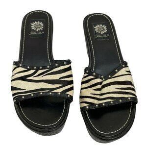 Yellowbox Nice Zebra Slip On Wedge Platform Sandals Size‎ 7.5